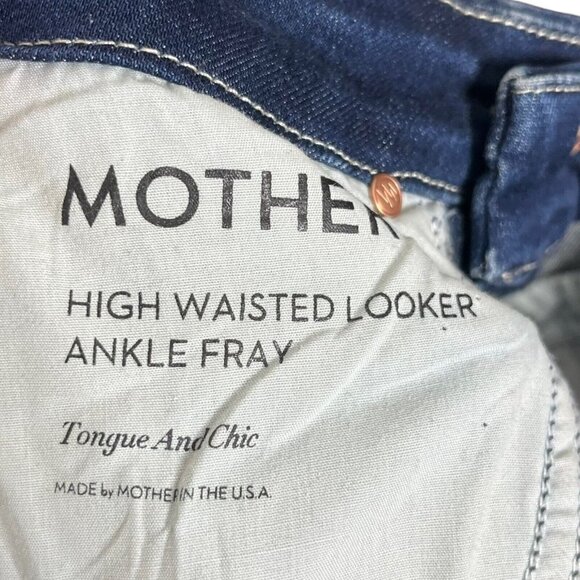 MOTHER Looker Ankle Fray Jeans Tongue Chic Blue High Rise Women’s Size 2 - Picture 11 of 15